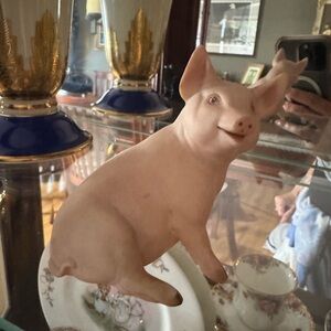 Ainsley Piglet Pink Pig Fine Porcelain Figure Signed